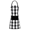 Jubatus 1 Pack Buffalo Check Apron with 2 Pockets Adjustable Bib Chef Kitchen Aprons for Men and Women, Black & White
