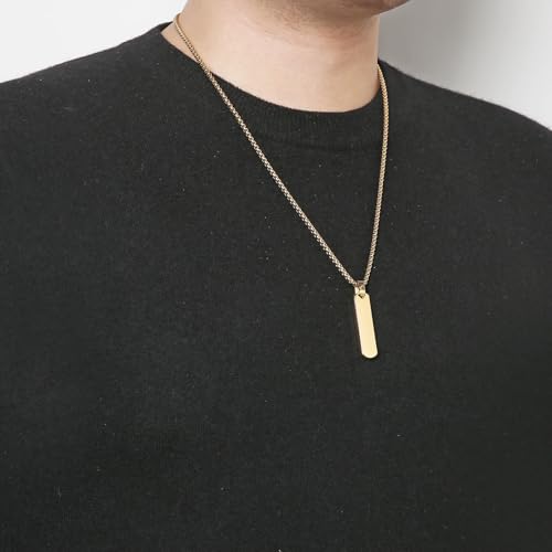 HZMAN Bar Pendant Necklace for Men High Polished Simple Cool Stainless Steel Vertical Cuboid Bar Necklace Jewelry Gift2