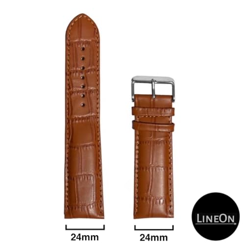 Image of Lineon Half Padded Premium Leather Mens & Womens Watch Strap For Branded Watches Compitable with Titan, Timex, Casio, Sonata and All premium Watches Tool and Pins Include