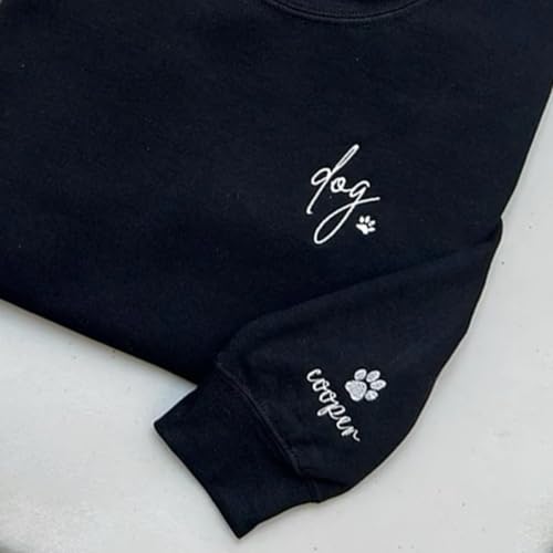 Dog Mom and Dog Dad Matching Sweatshirt, Custom Dad and Mom Shirt With Dog Names on Sleeve, Paw On Sleeve, Dog Mom and Dad Hoodie, Dog Owner Shirt, Christmas Shirt Multicolor3