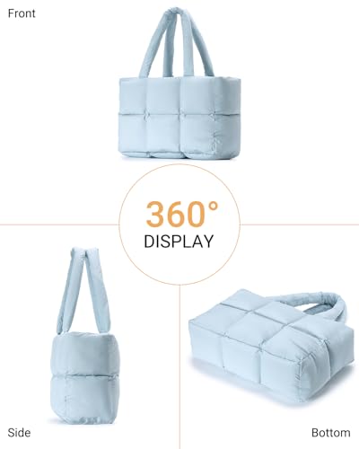 Image of Herald Puffer Tote Bag for Women, Large Quilted Puffy Handbag Lightweight Satchel Purse with Cup Holder & Compartment