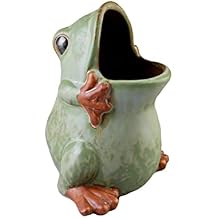 123Arts Ceramic Frog Shape Planter Retro Succulent Flower Pot Ornament