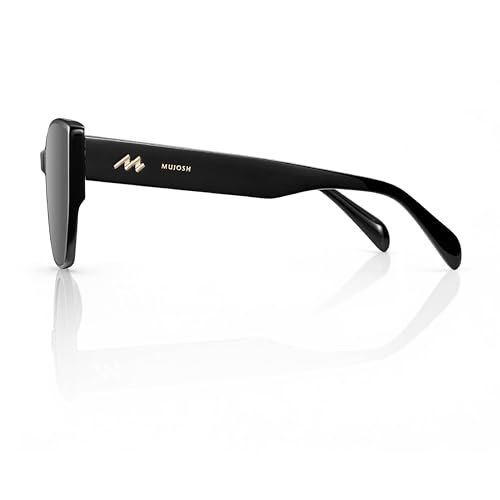 Image of Vintage Cat Eye Sunglasses Trendy Acetate ShadesUV400, Exclusive Brand of EssilorLuxottica, Obsidian Black /Pure Gray Polarized 601