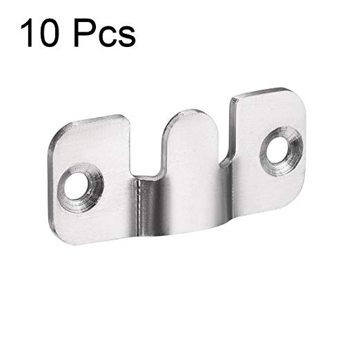 Image of uxcell Flush Mount Bracket, 43x19mm Stainless Steel Wall Mount Clip Hook for Picture Frame Hanger, 10 Pcs