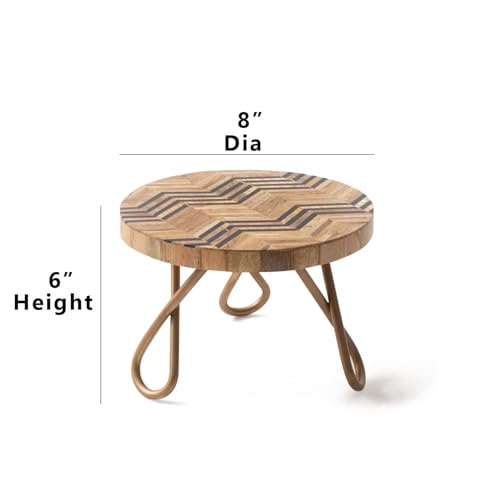 Image of CASADECOR Chevron String & Metal Rhombus Maze Pizza Cake Part Stand Pack of 1 (Brown, Diameter-8 Inch)