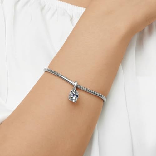 Image of GNOCE Skull Pendant Charm Silver Dangle Charms Bead fit Bracelet /Necklace Jewelry Gift for Women Men