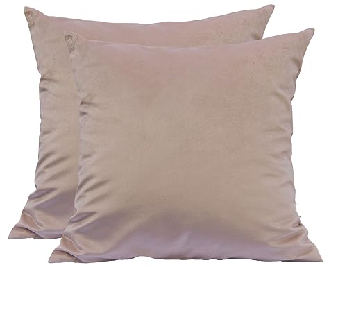 TangDepot 2-Pack Super Soft Velvet Pillow Covers, 18x18 Light Pink