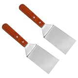 MOBUTOFU Spatel aus Edelstahl 2 Stück, ergonomisch gestaltet, für Pizza backen und Steak wenden im Haushalt Zufällige Farbe