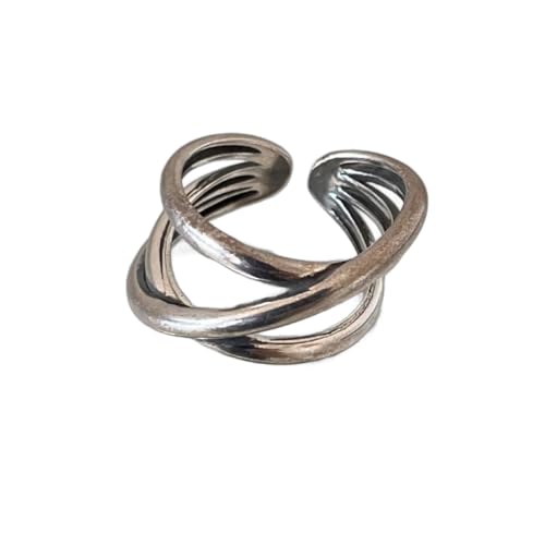 クロスリング ツイストリング シルバー調 指輪 11号 オープン ユニセックス 高見え 重ね付け