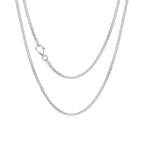 Chaîne en argent or blanc de haute joaillerie avec maille boîte ronde et fermoir mousqueton