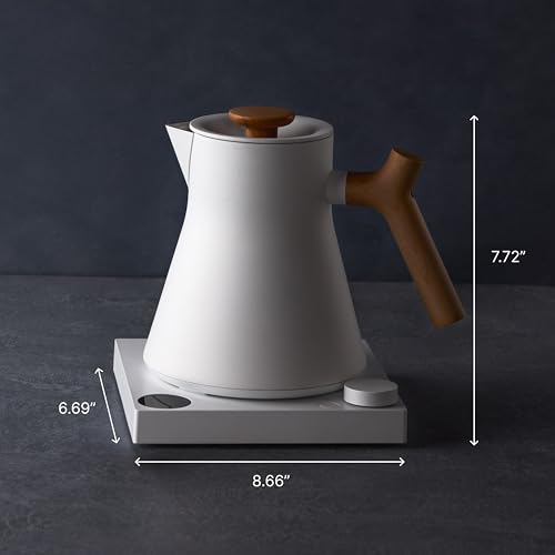 Image of Fellow Corvo EKG Pro Electric Kettle, Stainless Steel, Temperature Control | 0.9 Liter, Built-In Brew Timer, Guide Mode Presets for Coffee & Tea, Color LCD Display, Woodland with Walnut Accents
