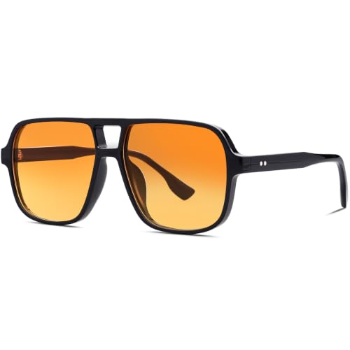 Tskestvy Retro Square 70s Aviator Sunglasses for Women Men Colored Tinted Lens Plastic Trendy Vintage Western Shades