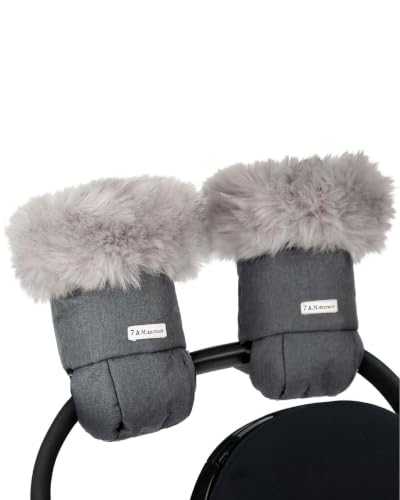 7AM Enfant Stroller Warmmuffs Gloves - Anti-Freeze Stroller Mittens for Handlebars, Water Repellent Hand Warmer Muff for Cold Weather, Plush Lined Stroller Warmmuffs | Winter Stroller Accessories