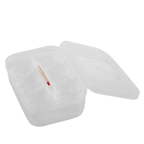 Zinniaya Practical Plastic 12 Holes Reptile Egg Incubation Tray With Thermometer Incubating Snake Eggs Incubation Tool