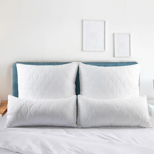 Utopia Bedding Kopfkissen 80x80 cm (2er Set), Gestepptes Kissen für Bett und als Dekokissen, Kissenfüllung, SofaKissen, Zierkissen für Couch (Weiß)