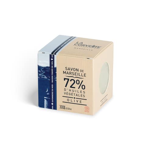 La Corvette - Cubo de jabón de Marsella oliva, Ecocert, caja de cartón - 300g