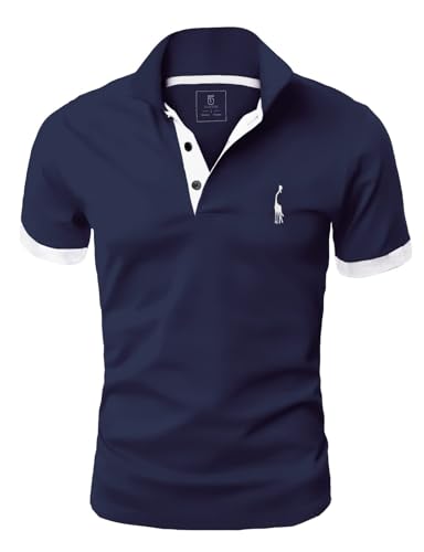 GLESTORE Poloshirt Herren Männer Hemd Herren Kurzarm Giraffe Stickerei T-Shirt Sommer Golf