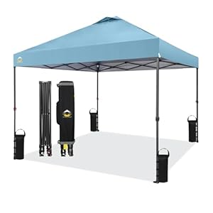 CROWN SHADES 10×10 Pop Up Canopy, Patented Center Lock One Push Instant Popup Outdoor Canopy Tent, Newly Designed Storage Bag, 8 Stakes, 4 Ropes