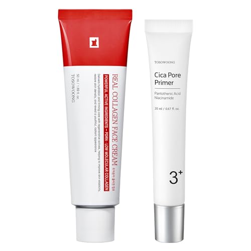 Duo Real Collagen Crème et Cica Pore Primer TOSOWOONG le secret d'une peau jeune