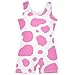 Aflyko Animal Print Little Girl Gymnastics Leotard with Shorts Pinks Cow Print Cute One Piece Activewear Soft Stretchy Tank Tops Fun Fashion Dance Outfit 7-8T