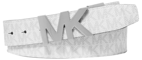 Michael Kors Mens 34mm Reverisbile MK Buckle Belt Bright White 36