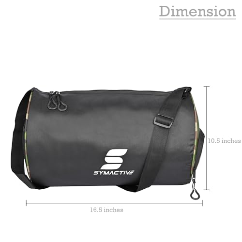 Image of Amazon Brand - Symactive Sports Gym Bag Workout Fitness Tote Polyester Lightweight Men & Women Backpack for Sports Swimming Boxing Athletic Crossfit Exercise Yoga Fitness - Black and Miltery