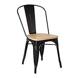 Uso exclusivo en interiores SKLUM Silla LIX Vintage Madera Negro Madera Natural Comedor Cocina Bar Estilo Industrial