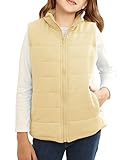 Ermonn Kids Girls Puffer Lightweight Quilted Vest Coat Stand Collar Sleeveless Jacket Cute Outerwear