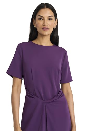 Image of Maggy London Women's Women's Elegant Midi Dress - Short Sleeve Twist Waist - Versatile Cocktail Wedding Guest Dress