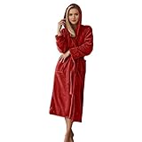 OYHDYYUHJDK Morgenmantel Damen Saugstark/Extra Waffelstoff Waffelpique Kuschelfleece Mit 2 Taschen...