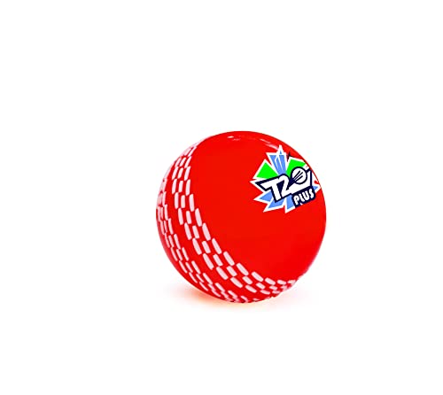 jaspo Synthetic Rubber T-20 Plus Practice Cricket Ball Wind Balls 125-130 GMS for - Indoor Outdoor Street Beach Cricket Red