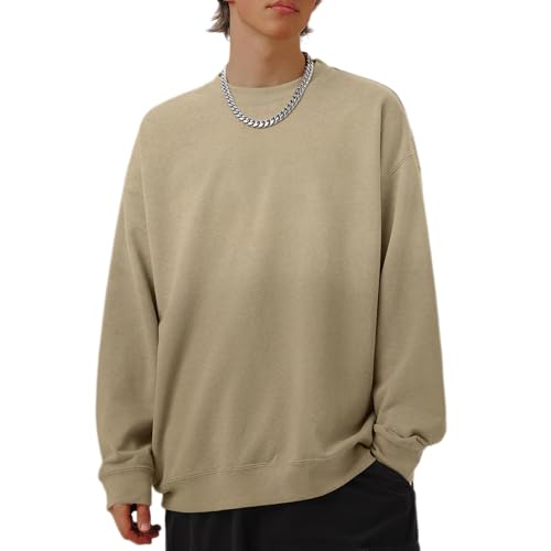 Mens Acid Wash Gradient Crewneck Sweatshirt Long Sleeve Shirts Vintage Hoodie Basic Loose Fit Tee Pullover Top