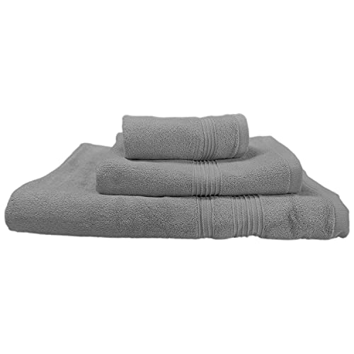 Juego de Toallas Fibra de bambú Calidad de Hotel 600 gr/m2,Muy Suave y Seca rápido (Gris Claro)