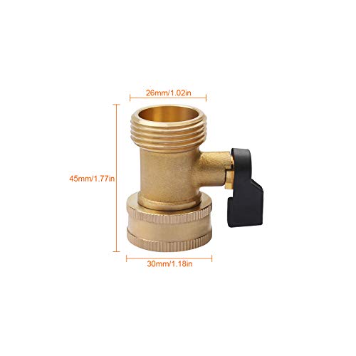 Thicken Brass 3/4 Garden Hose Connector, Male and Female Threaded Faucet Adapter, with Individual Straight Single Pass Ball Valve