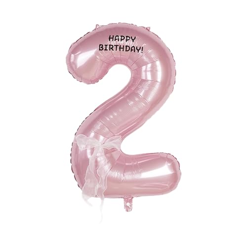 Image of Happy birthday Big Number Balloons Foil Birthday Balloon Number Balloons Happy Birthday Party Decorations Kids and Wedding Party Supplies (Pink numbers 2)