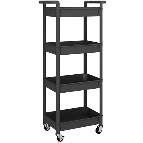 MIOCASA Utility Rolling Cart with Detachable Tray Top, 4-Tier Kitchen