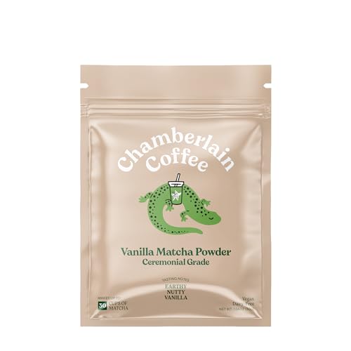 Chamberlain Coffee Vanilla Matcha Powder - Ceremonial Grade Matcha Powder with Madagascar Vanilla, Gluten-Free Flavor for Hot and Iced Drinks, Made with Premium Organic Ingredients - 1.06 Oz Pouch