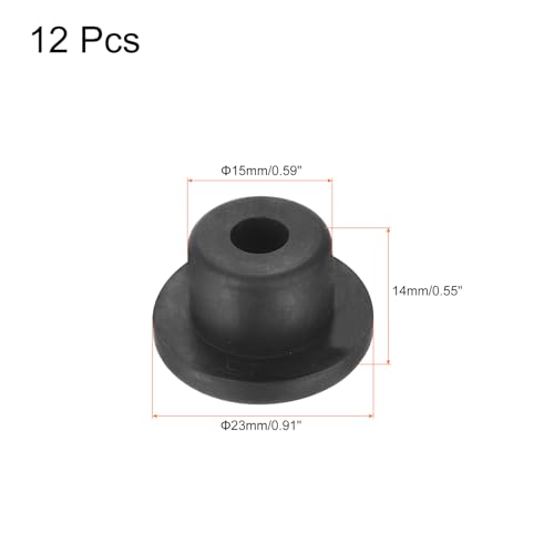 Image of uxcell High Temp Silicone Plug Mount Dia 15mm /0.59 inch t Shaped Rubber Stopper Hole Plugs for Powder Coating Plating Waterproof Plugs Sealing Plugs Black Pack of 12(OD 23mm)