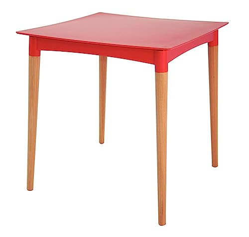 Mesa Tramontina Diana Summa em Polipropileno Vermelho com Pernas de Madeira