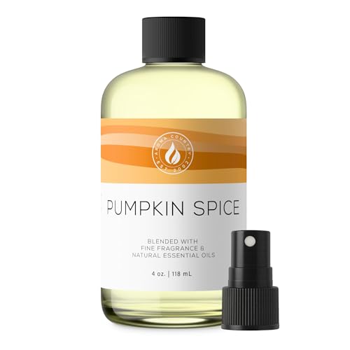 Aroma Country Pumpkin Spice Diffuser Oil - Luxury Essential Oils for Diffuser Refill & Air Freshener Room Spray Long-Lasting Natural Home Fragrance for Diffusers & Machines (4 Fl Oz)