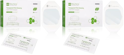 NeuHeils Transparent Film Dressing 2 3/8'' x 2 3/4'', 200 Pack, Waterproof Wound Cover Bandage, Clear IV Catheter Tape, Adhesive Patch, Shower Shield