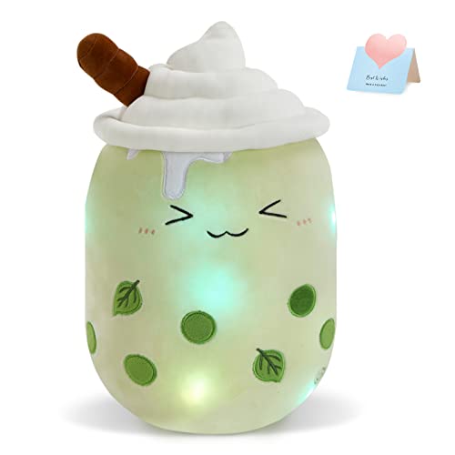Athoinsu Light Up Bubble Tea Cup Pillow, 10 Inch Kawaii Plushies With Colorful Led Lights, Cute & Squishy Glow Pillows For Pink Room Decor, Soft Matcha Boba Plush Stuffed Toys For Kids,Girls,Boys #TOP14