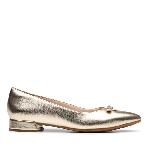Chaussures Bordure Natalyn Clarks pour femme dorées taille 6.5 Wide confort chic