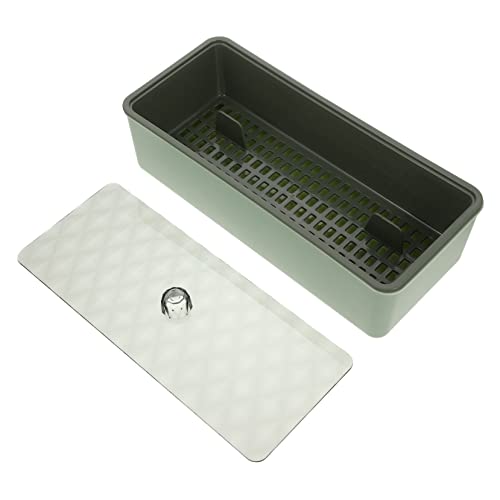 iplusmile 軽奢デザインカトラリーケース 蓋付き防塵箸収納ボックス 水切り機能付き多機能カトラリーオーガナイザー キッチン用シンプルグリ