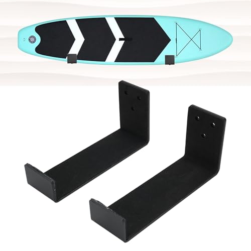 2 Pack Snowboard Wall Mount, Horizontal Snowboard Rack Display Stand, Aluminum Alloy, Indoor Snowboard Storage for Room and Garage, Black