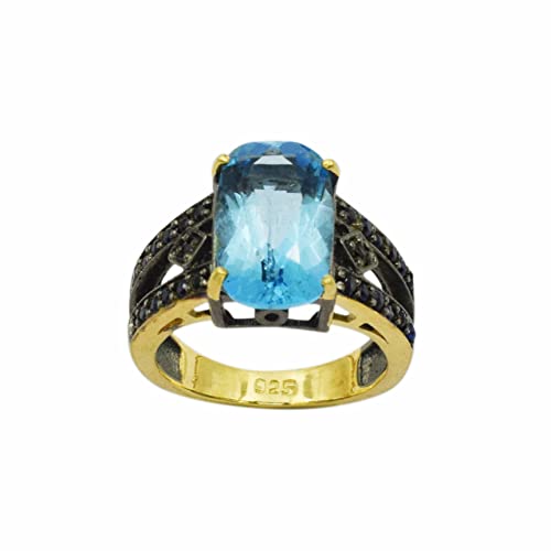 Bague topaze bleue argent véritable saphir bijou quotidien
