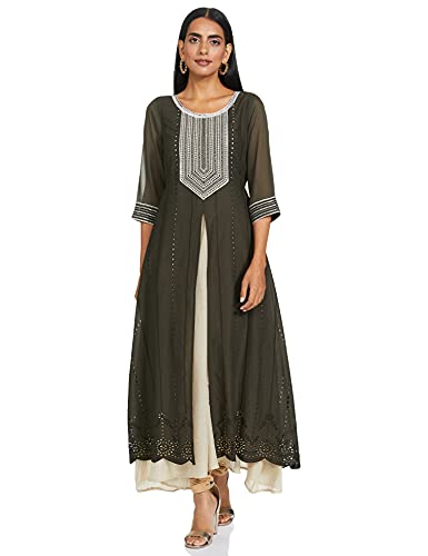 Image of Aurelia Women's Cotton Regular Fit Loose Modern Kurta