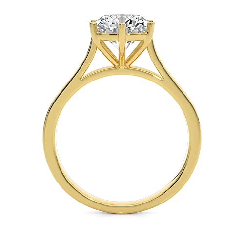 Buy Jewels Solid 10k Gold 1.5 ct Round Moissanite Solitaire Engagement Ring 6 Prong Cathedral Setting G-H Color VVS1 Quality3