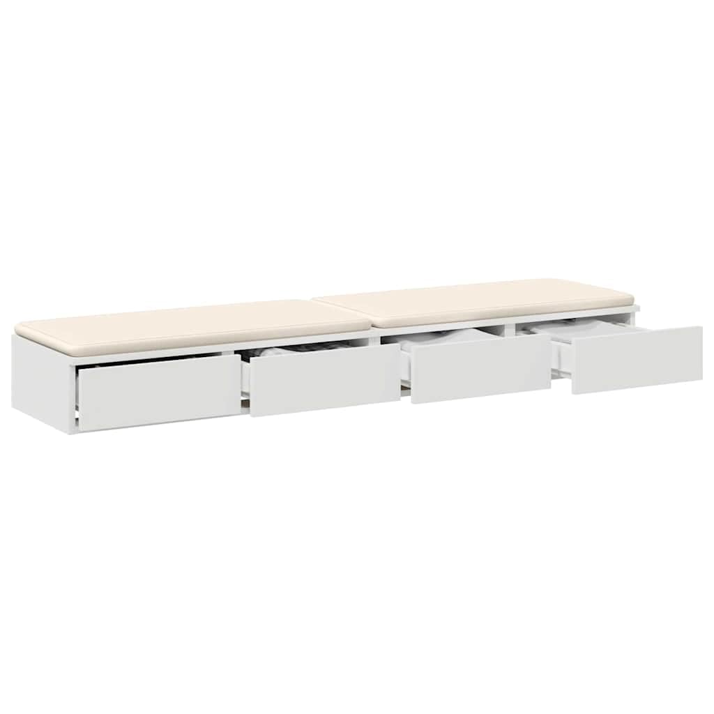 vidaXL Cassetti per Letto con cassetto Bianco 140 x 36,5 x 16,5 cm, Spazio in abbondanza, Arredamento Minimalista, Mobile Elegante per Camera, cassetto Moderno con Funzione Push-to-Open