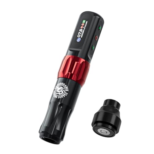 Dragonhawk Atom2 machine a tatouer Rotary Tattoo Microblading Pen 2,8mm Strokes Length Avec 1 Batteries with Rca Jack for Eyebrow Eyeliner Lip (RED 1 BATTERY)